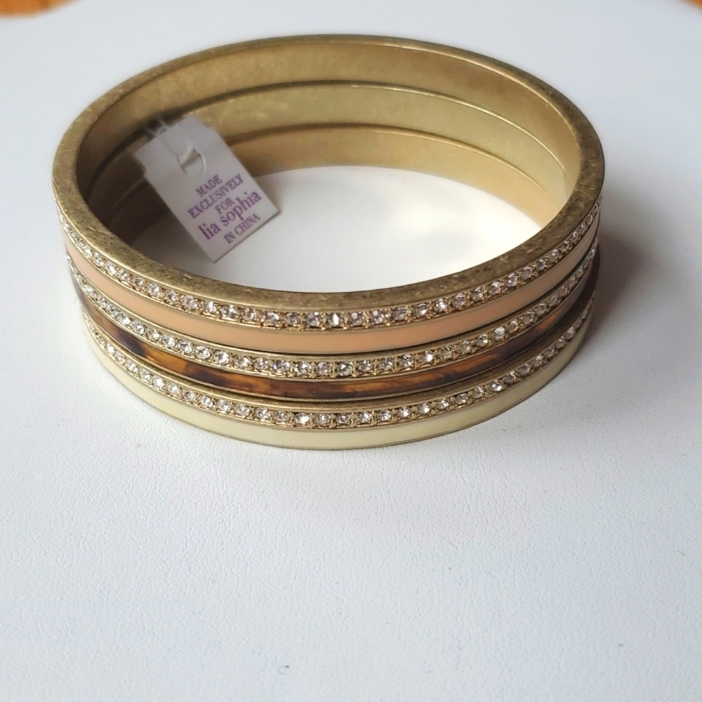 Lia Sophia Trio Bangle Bracelet Set NWT